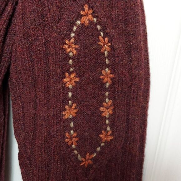 Woolrich Burgundy Embroidered Full Zip Sweater M - Picture 7 of 9